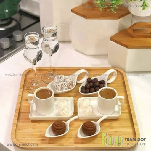 Đĩa tre vuông TRAMDOT | Dịch vụ gia công khay đĩa tre theo yêu cầu Trăm Đốt