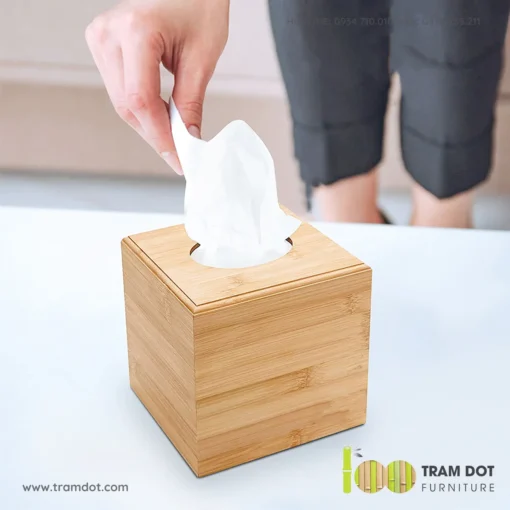 Hộp đựng giấy ăn gỗ tre vuông TAISHO (1)