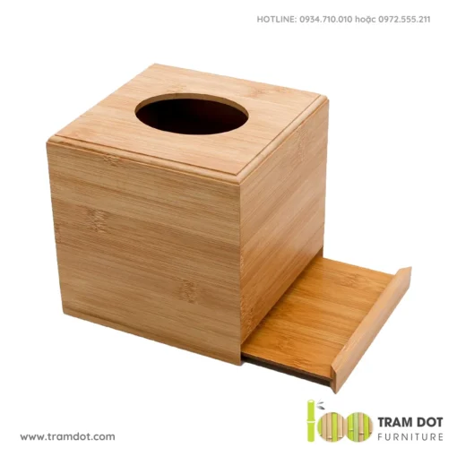 Hộp đựng giấy ăn gỗ tre vuông TAISHO (3)