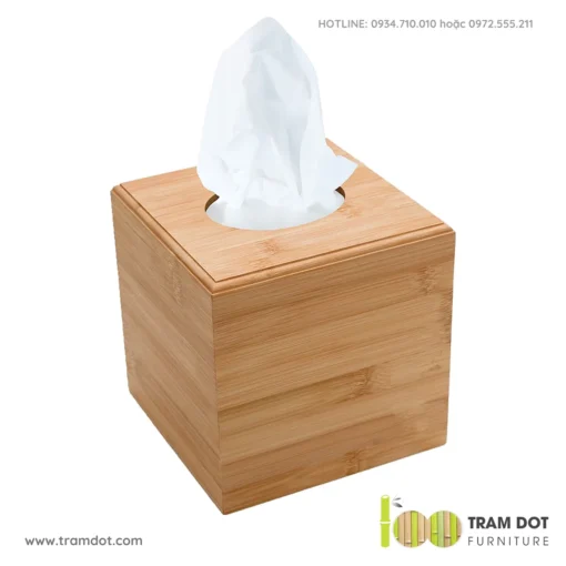 Hộp đựng giấy ăn gỗ tre vuông TAISHO (5)