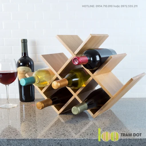Kệ rượu vang để bàn, gỗ tre tự nhiên TOPPU (1)