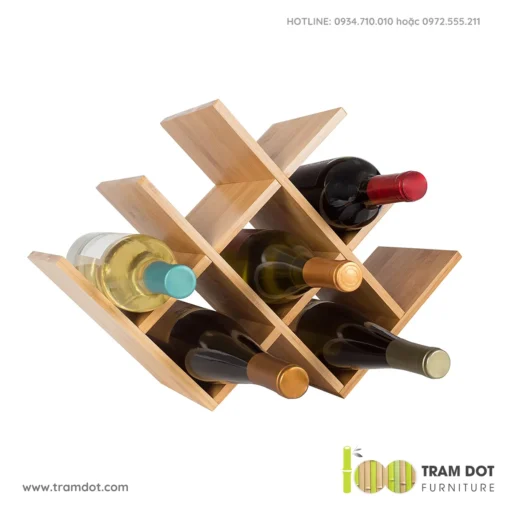 Kệ rượu vang để bàn, gỗ tre tự nhiên TOPPU (2)